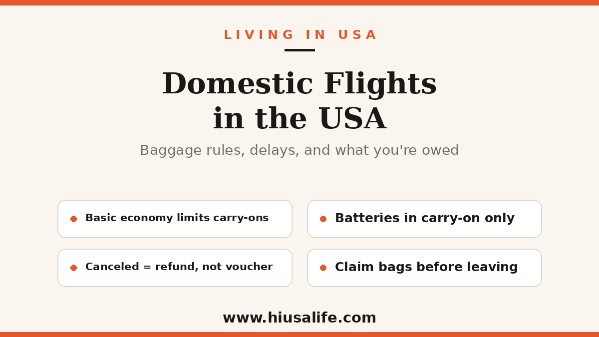 Domestic Flights in the USA (2026): Baggage Rules, Delays, and What You’re Owed